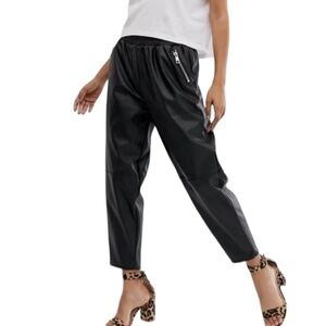 ASOS tapered leather look pants faux leather NWT